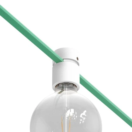 Wooden lamp holder for string light cable and Filé system. Made in Italy - White