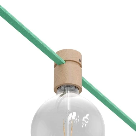 Wooden lamp holder for string light cable and Filé system. Made in Italy - Neutral