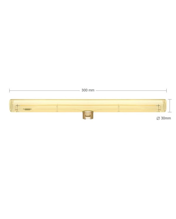 S14d LED Tube Gold Light Bulb - 300 mm length 8W 300Lm 2000K Dimmable