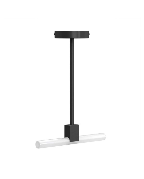 Minimal ceiling lamp with S14d Syntax socket and 30 cm metal black extension pipe