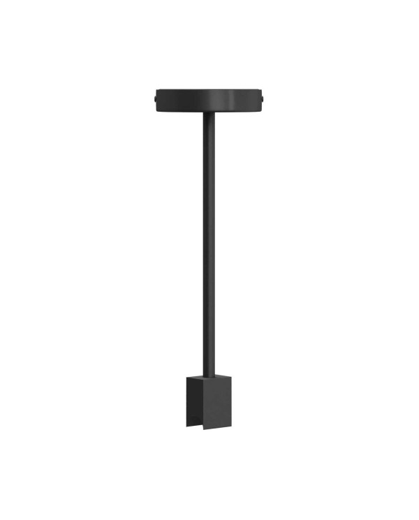 Minimal ceiling lamp with S14d Syntax socket and 30 cm metal black extension pipe