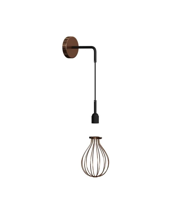 Fermaluce Metal wall light with pendant Drop lampshade and bent extension