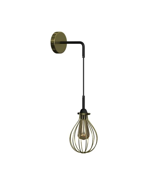 Fermaluce Metal wall light with pendant Drop lampshade and bent extension