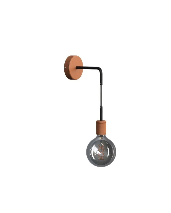 Fermaluce Leather, leather covered wooden wall light with bent extension and pendant lamp holder