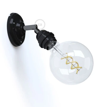 Fermaluce 90° Classic with E27 threaded lamp holder, the adjustable porcelain light source - Black