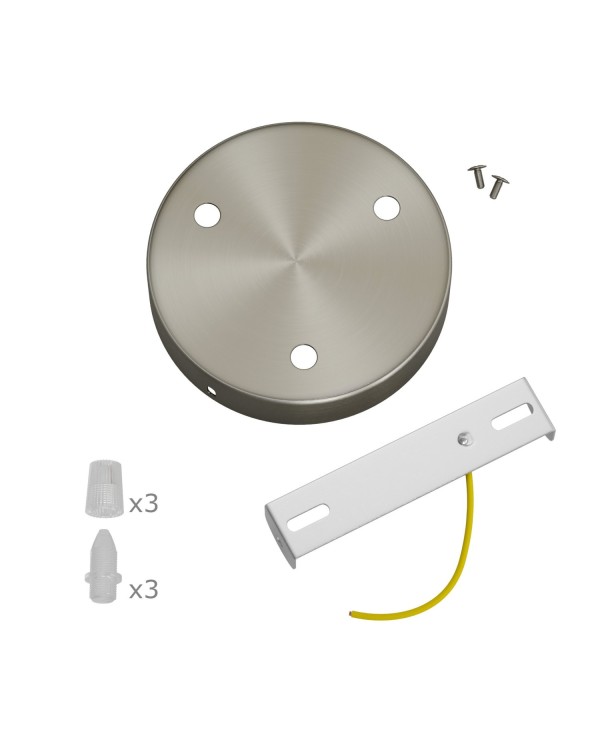 Cylindrical metal 3-hole ceiling rose kit