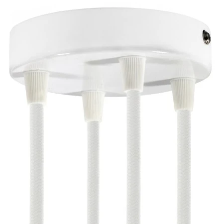 Cylindrical metal 4-hole ceiling rose kit - Glossy white