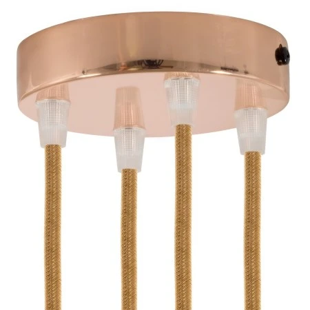 Cylindrical metal 4-hole ceiling rose kit - Copper