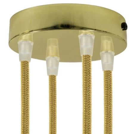 Cylindrical metal 4-hole ceiling rose kit - Brass