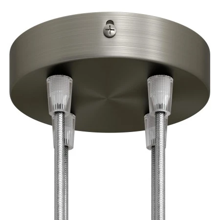 Cylindrical metal 4-hole ceiling rose kit - Brushed titanium
