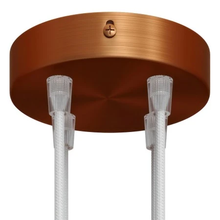 Cylindrical metal 4-hole ceiling rose kit - Brushed copper