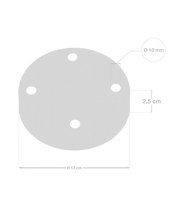 Cylindrical metal 4-hole ceiling rose kit