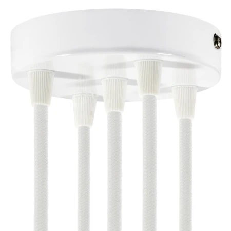 Cylindrical metal 5-hole ceiling rose kit - Glossy white
