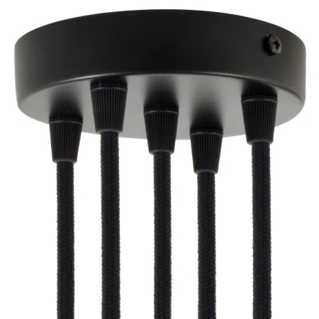 Cylindrical metal 5-hole ceiling rose kit - Black
