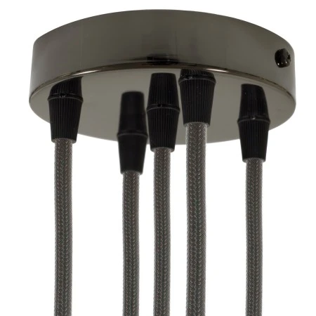 Cylindrical metal 5-hole ceiling rose kit - Black pearl