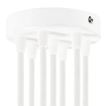 Cylindrical metal 7-hole ceiling rose kit - Glossy white