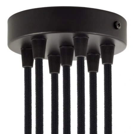 Cylindrical metal 7-hole ceiling rose kit - Black
