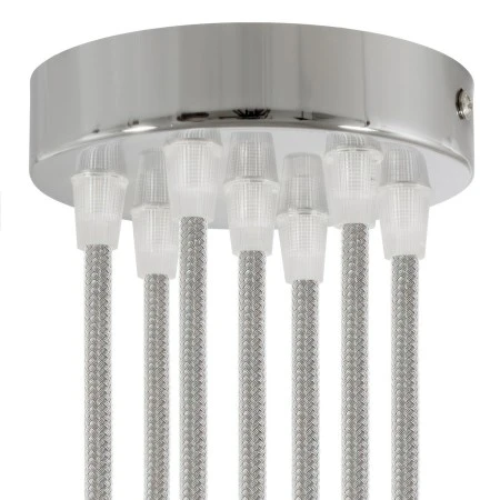 Cylindrical metal 7-hole ceiling rose kit - Chrome