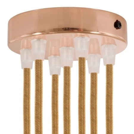 Cylindrical metal 7-hole ceiling rose kit - Copper