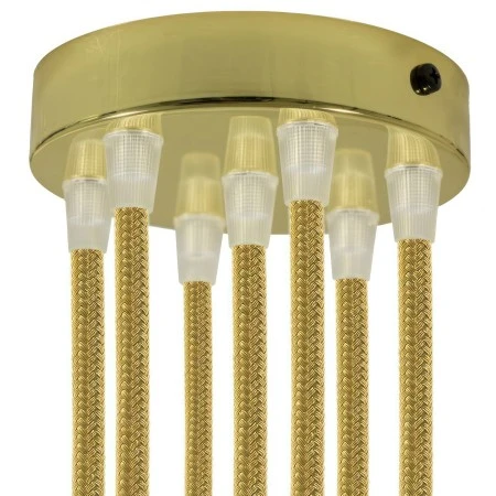 Cylindrical metal 7-hole ceiling rose kit - Brass