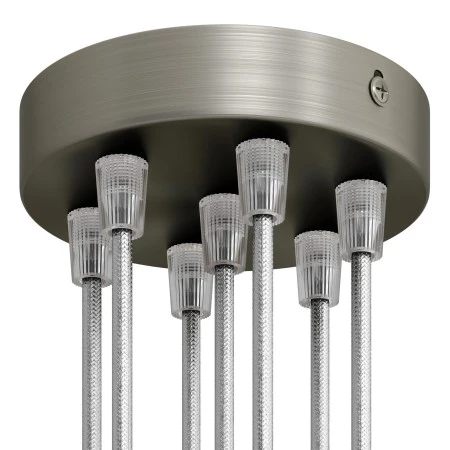 Cylindrical metal 7-hole ceiling rose kit - Brushed titanium