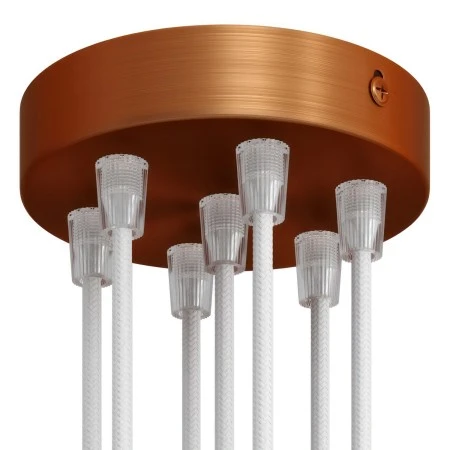 Cylindrical metal 7-hole ceiling rose kit - Brushed copper
