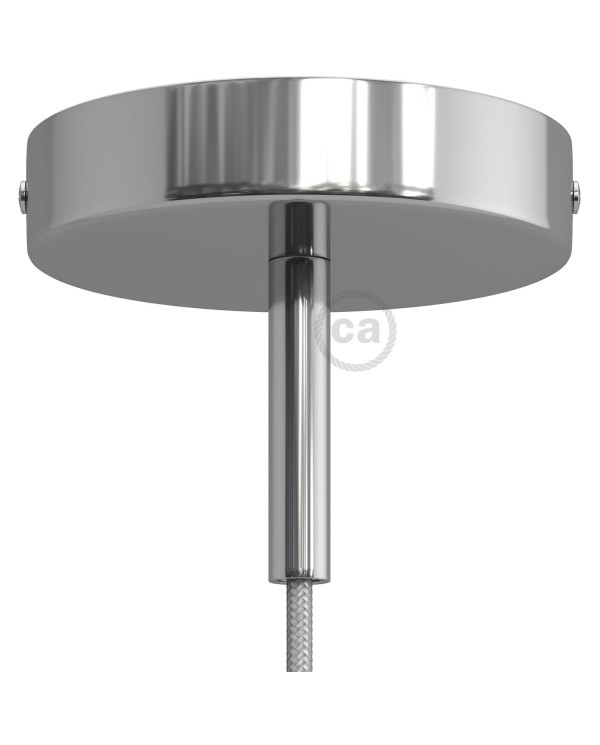 Cylindrical metal ceiling rose kit with 7 cm cable clamp
