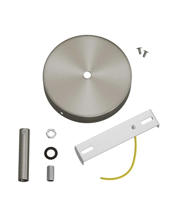 Cylindrical metal ceiling rose kit with 7 cm cable clamp