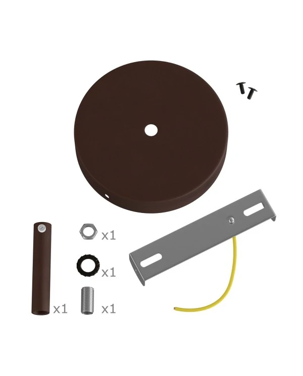 Cylindrical metal ceiling rose kit with 7 cm cable clamp