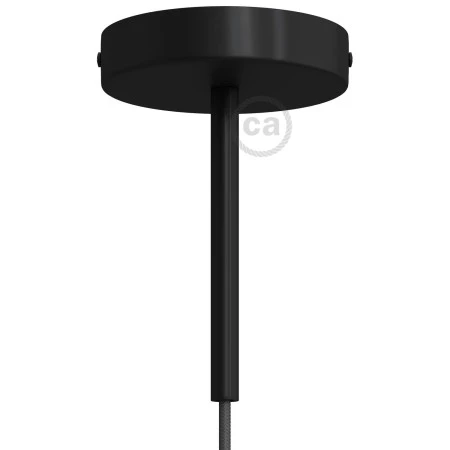 Cylindrical metal ceiling rose kit with 15 cm cable clamp - Black