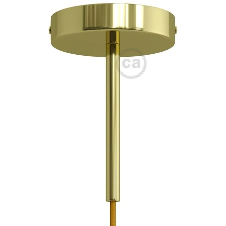 Cylindrical metal ceiling rose kit with 15 cm cable clamp - Brass