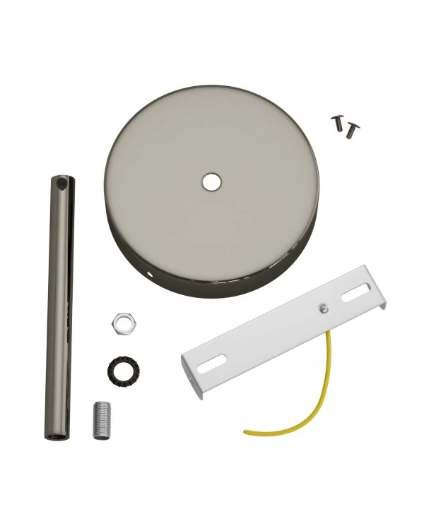 Cylindrical metal ceiling rose kit with 15 cm cable clamp