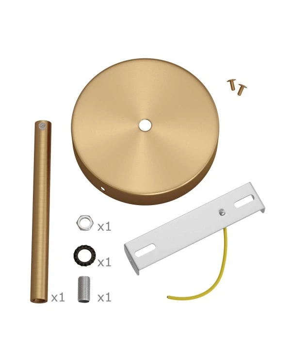 Cylindrical metal ceiling rose kit with 15 cm cable clamp