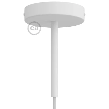 Cylindrical metal ceiling rose kit with 15 cm cable clamp - Matt White