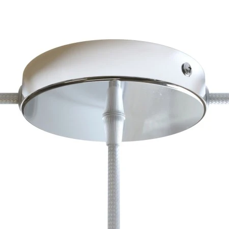 Cylindrical metal 1 central hole + 2 side holes ceiling rose kit - Chrome