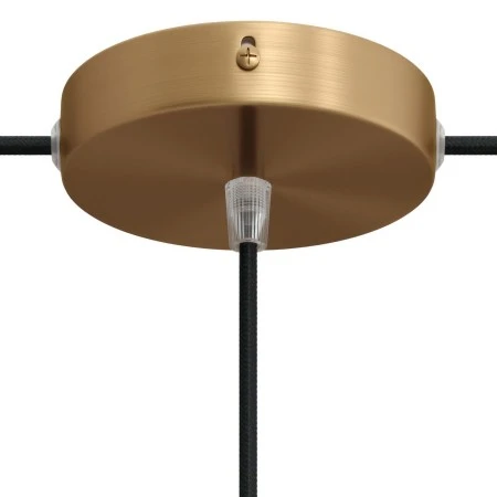 Cylindrical metal 1 central hole + 2 side holes ceiling rose kit - Brushed bronze