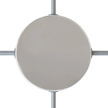 Cylindrical metal 4-side hole ceiling rose kit (junction box) - Chrome