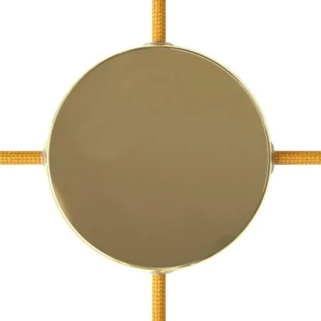 Cylindrical metal 4-side hole ceiling rose kit (junction box) - Brass