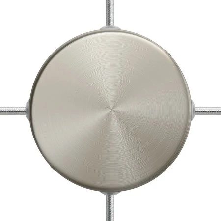 Cylindrical metal 4-side hole ceiling rose kit (junction box) - Brushed titanium