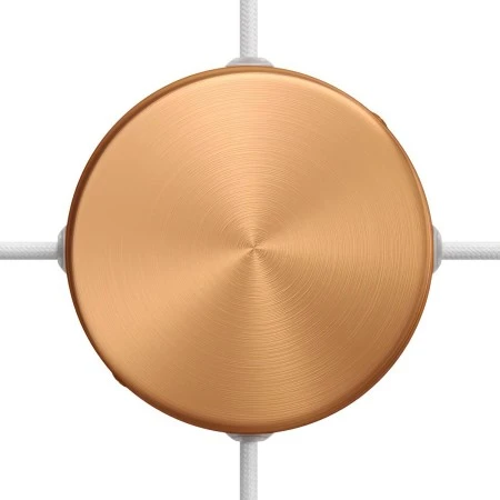 Cylindrical metal 4-side hole ceiling rose kit (junction box) - Brushed copper