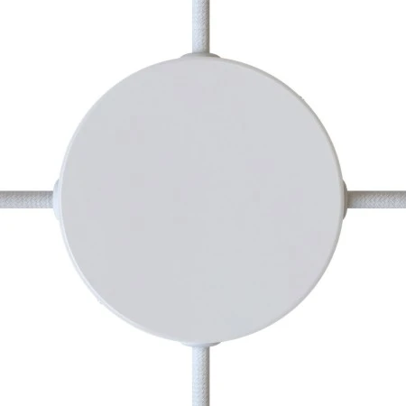 Cylindrical metal 4-side hole ceiling rose kit (junction box) - Glossy white