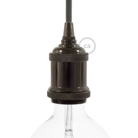 Vintage aluminum E27 lamp holder kit - Black pearl
