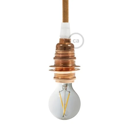 Double ferrule metal E14 lamp holder kit for lampshade - Copper
