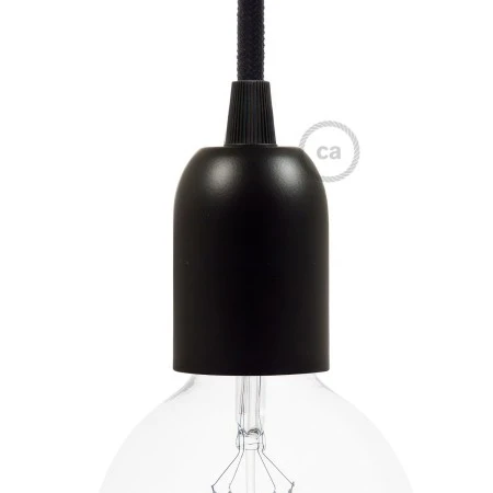 Half-sphere painted metal E27 lamp holder kit - Black