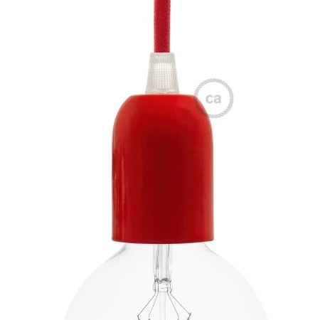 Half-sphere painted metal E27 lamp holder kit - Red