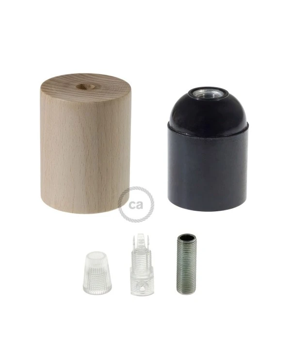 Wooden E27 lamp holder kit