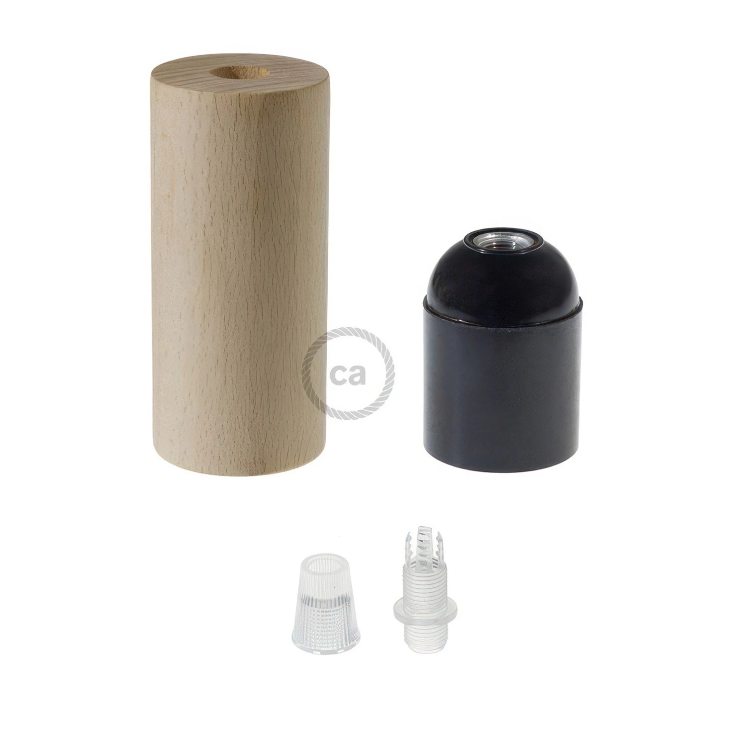 Wooden E27 lamp holder kit for XL cord