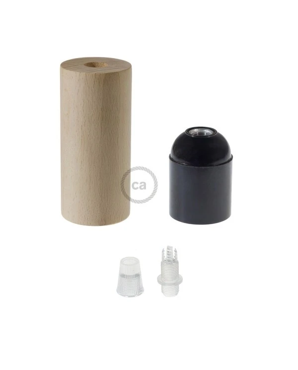 Wooden E27 lamp holder kit for XL cord