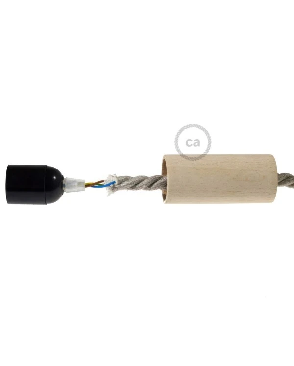 Wooden E27 lamp holder kit for XL cord