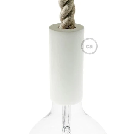 Wooden E27 lamp holder kit for 2XL cord - White